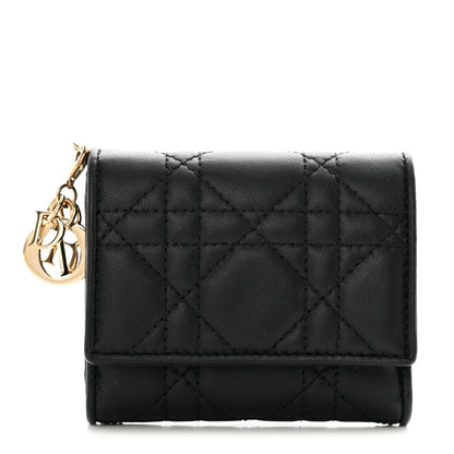 Christian Dior Lambskin Cannage Lady Dior Lotus Wallet Black 1 of 10