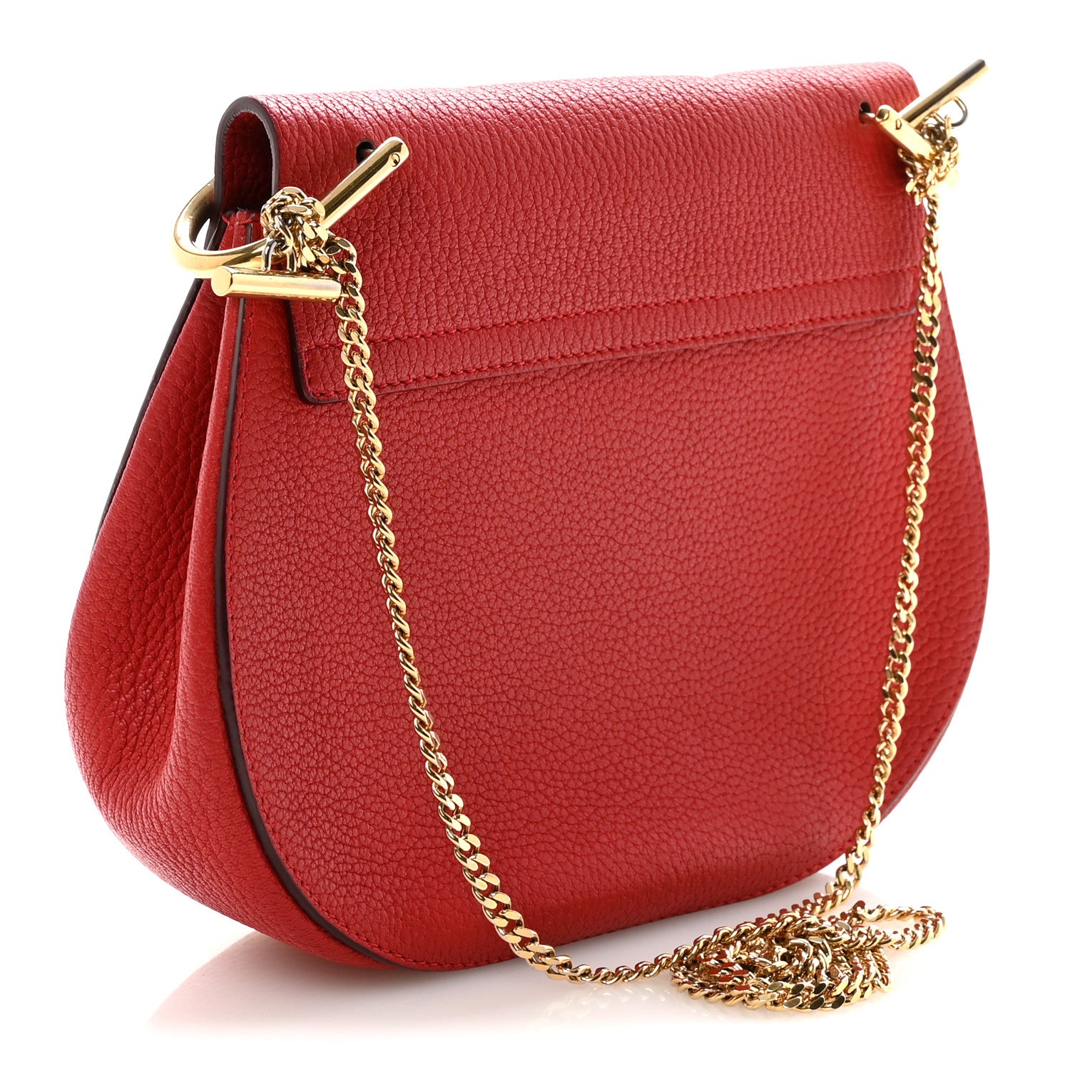Chloe Grained Lambskin Drew Shoulder Bag Plaid Red 3 of 9