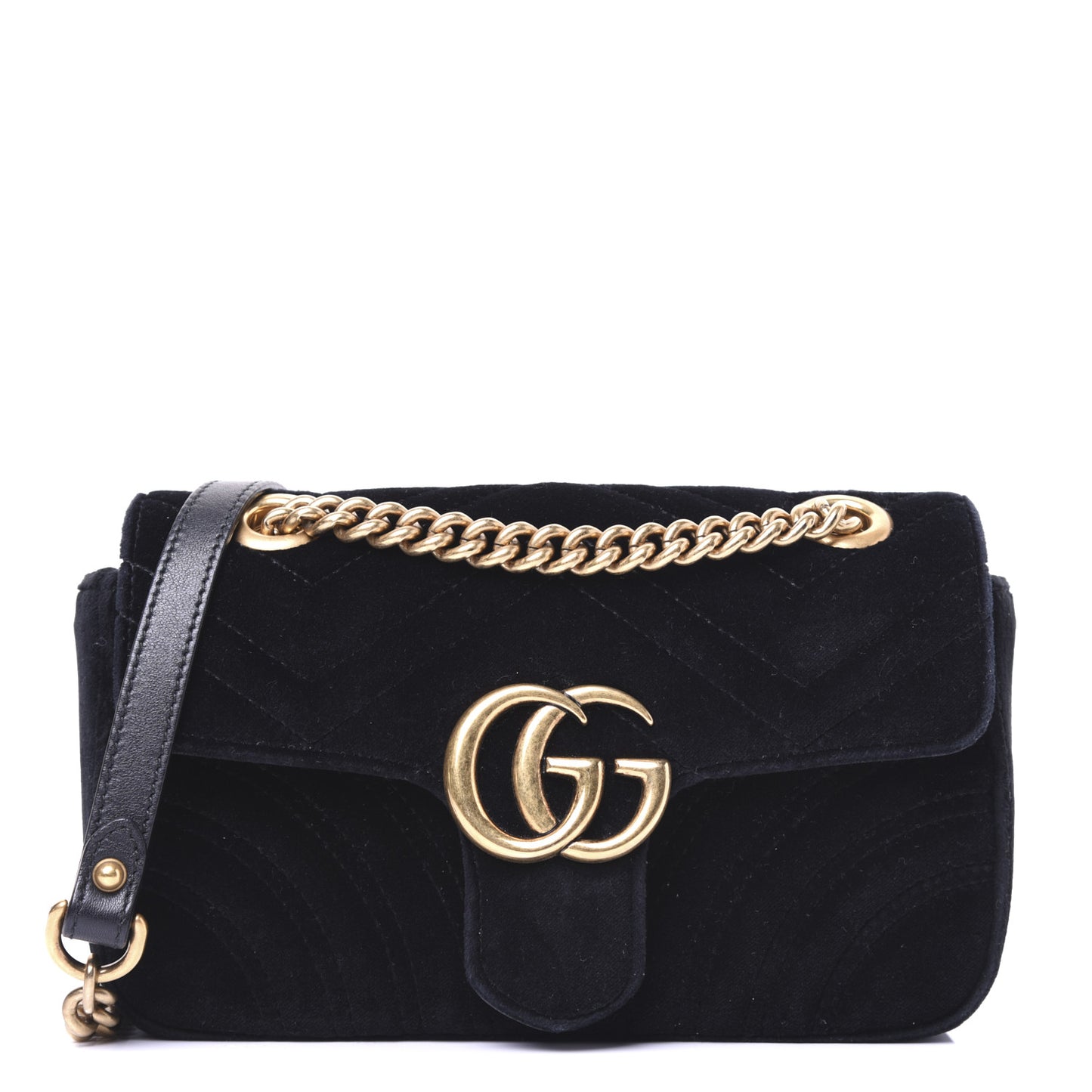 Velvet Matelasse Mini GG Marmont Shoulder Bag Black