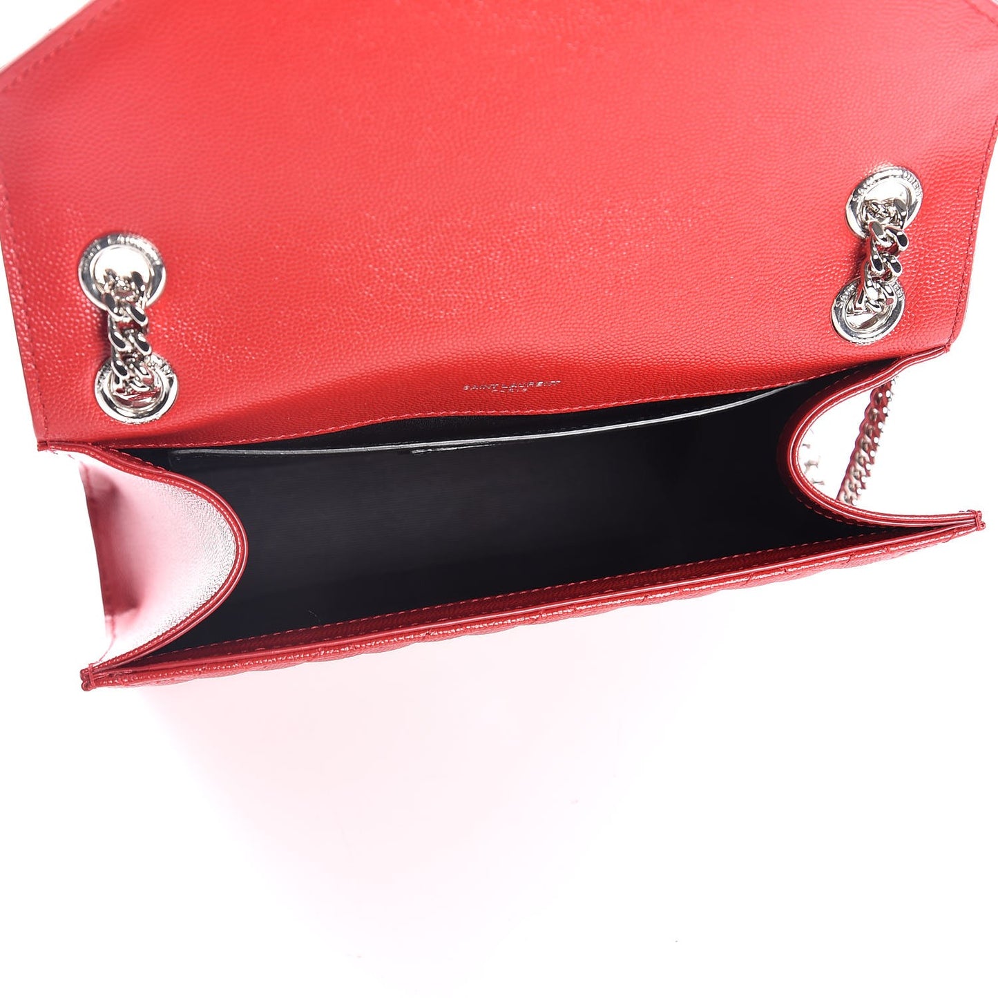 Grain De Poudre Textured Mixed Matelasse Triquilt Medium Monogram Satchel Red