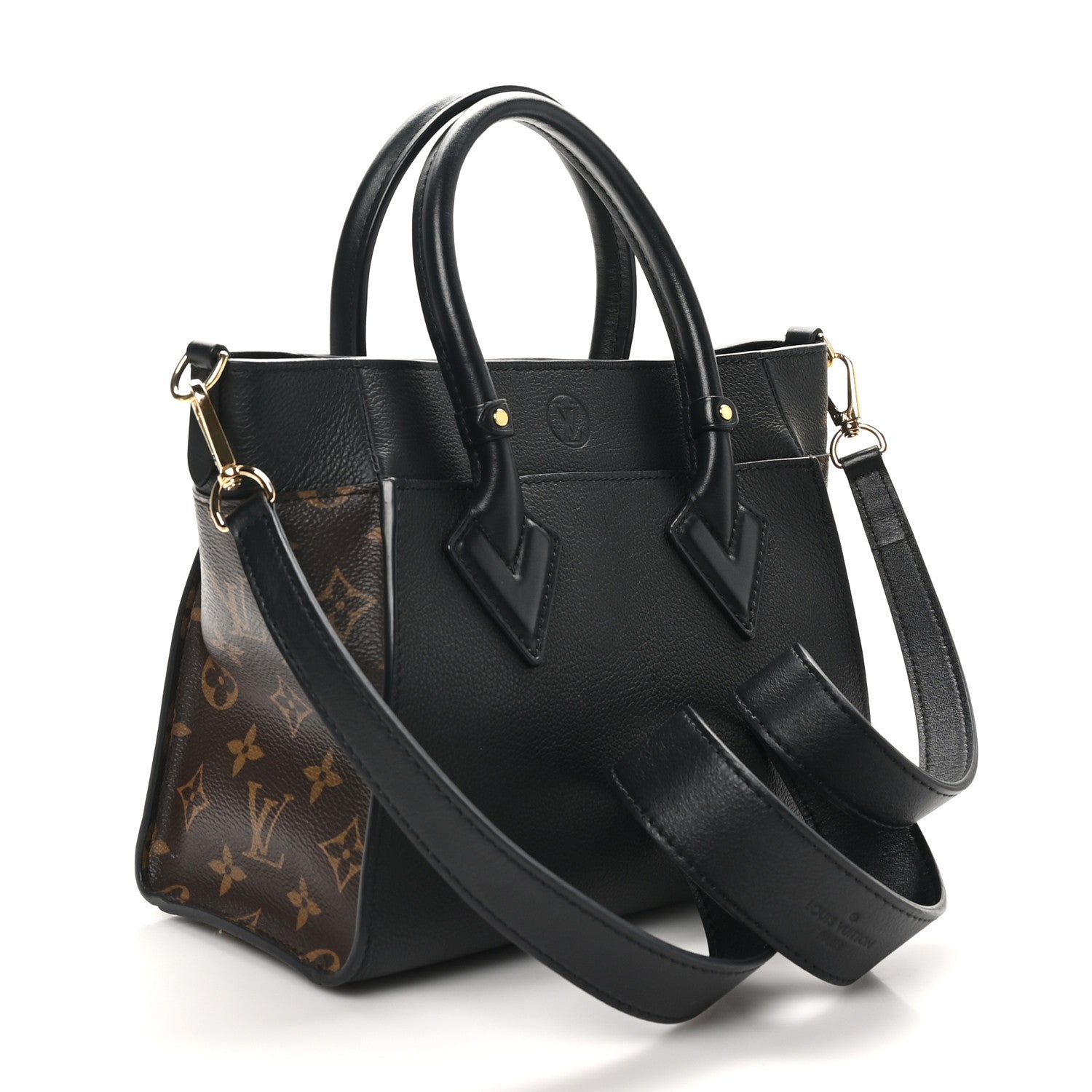 Louis Vuitton Calfskin Monogram On My Side PM Black 3 of 9