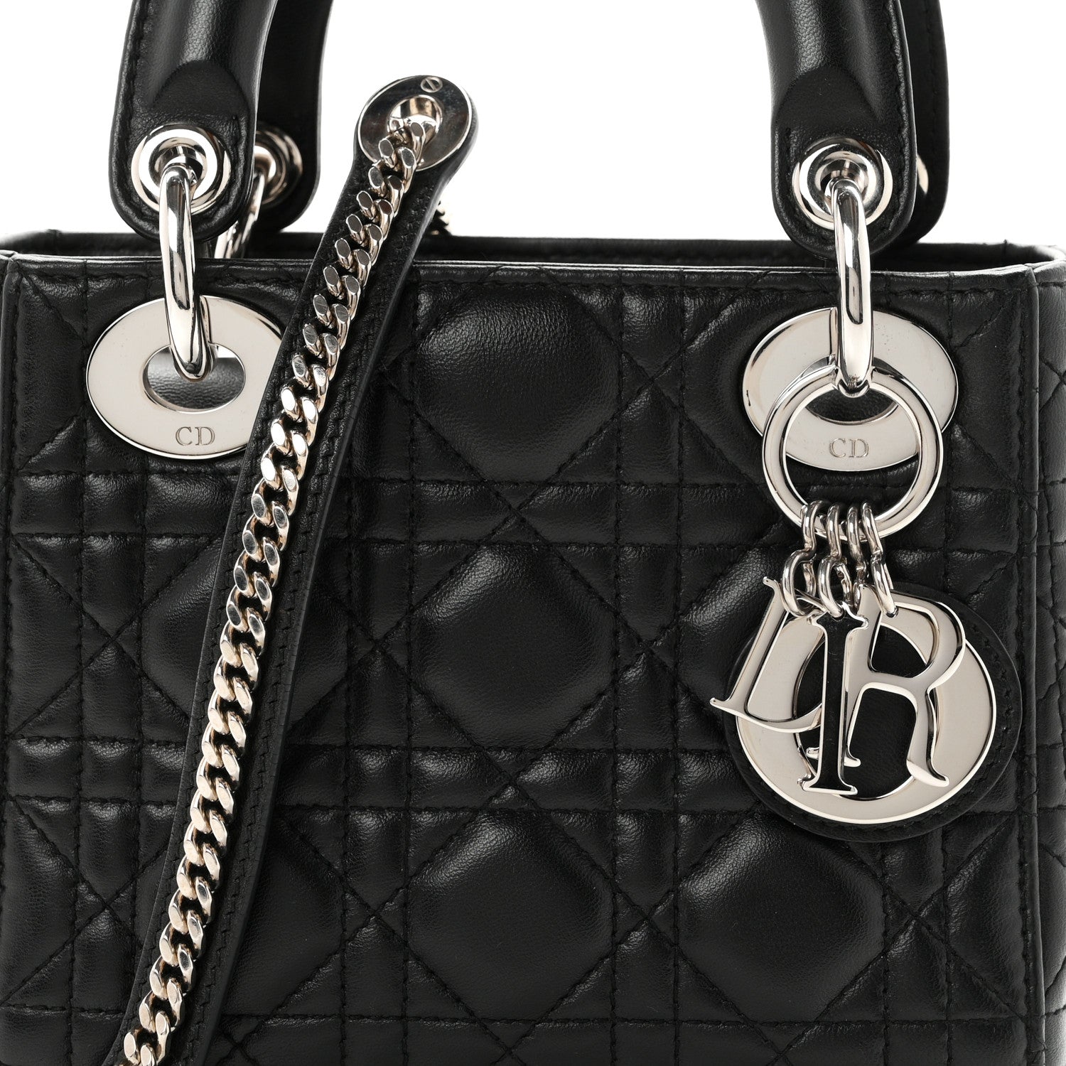 Christian Dior Lambskin Cannage Mini Lady Dior Black 8 of 10