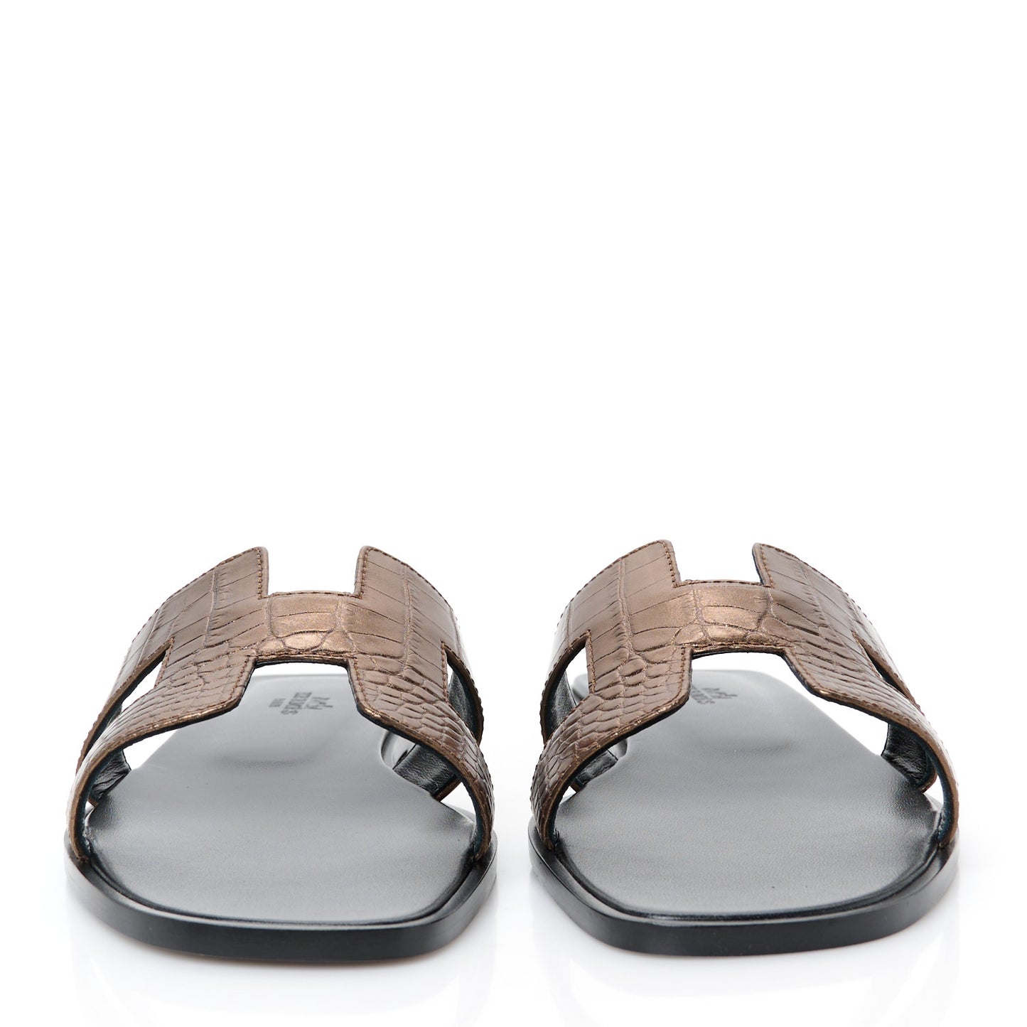 Metallic Alligator Oran Sandals 40 Dore Antique