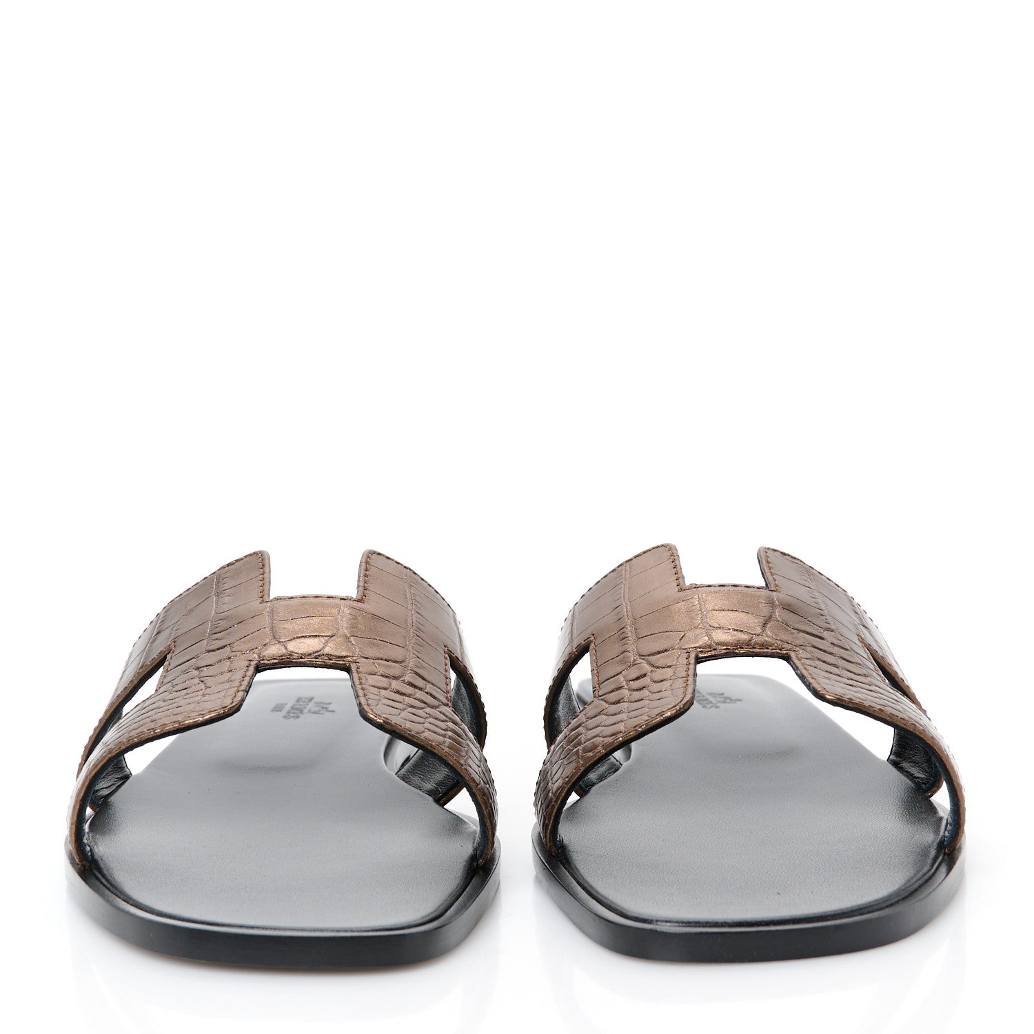 Hermes Metallic Alligator Oran Sandals 40 Dore Antique 3 of 9