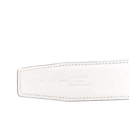 Hermes Epsom 32mm H Hippique Belt 85 Etoupe White 3 of 7