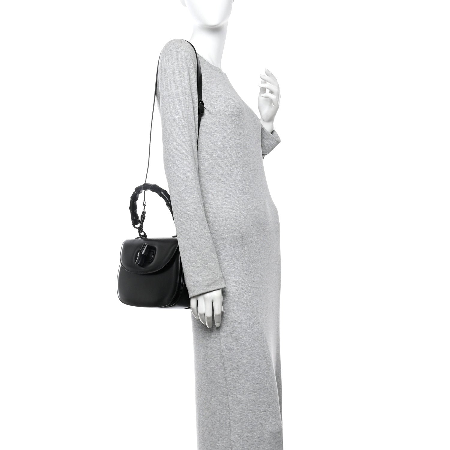 Gucci Boarded Dyana Lux Calfskin Web Monochrome Medium Bamboo 1947 Top Handle Bag Black 2 of 12