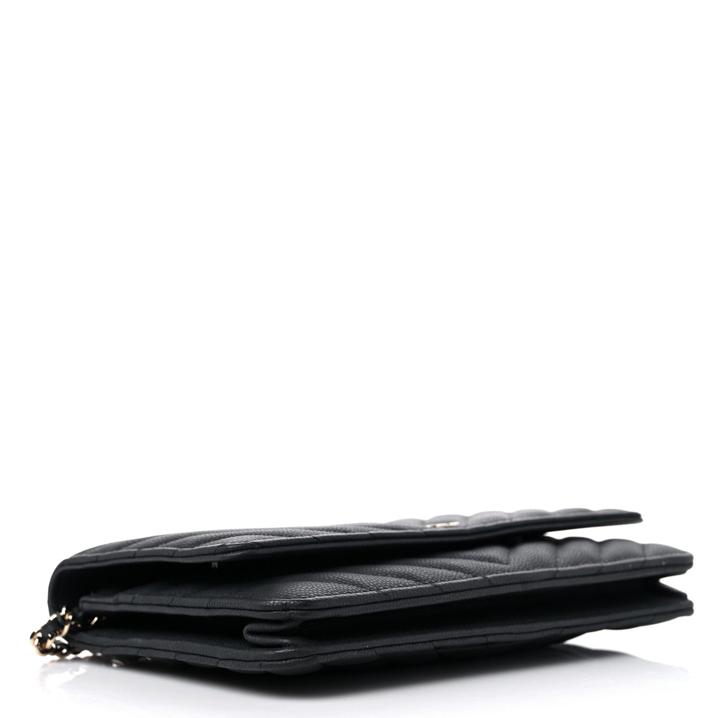 Caviar Chevron Quilted Wallet On Chain WOC Black