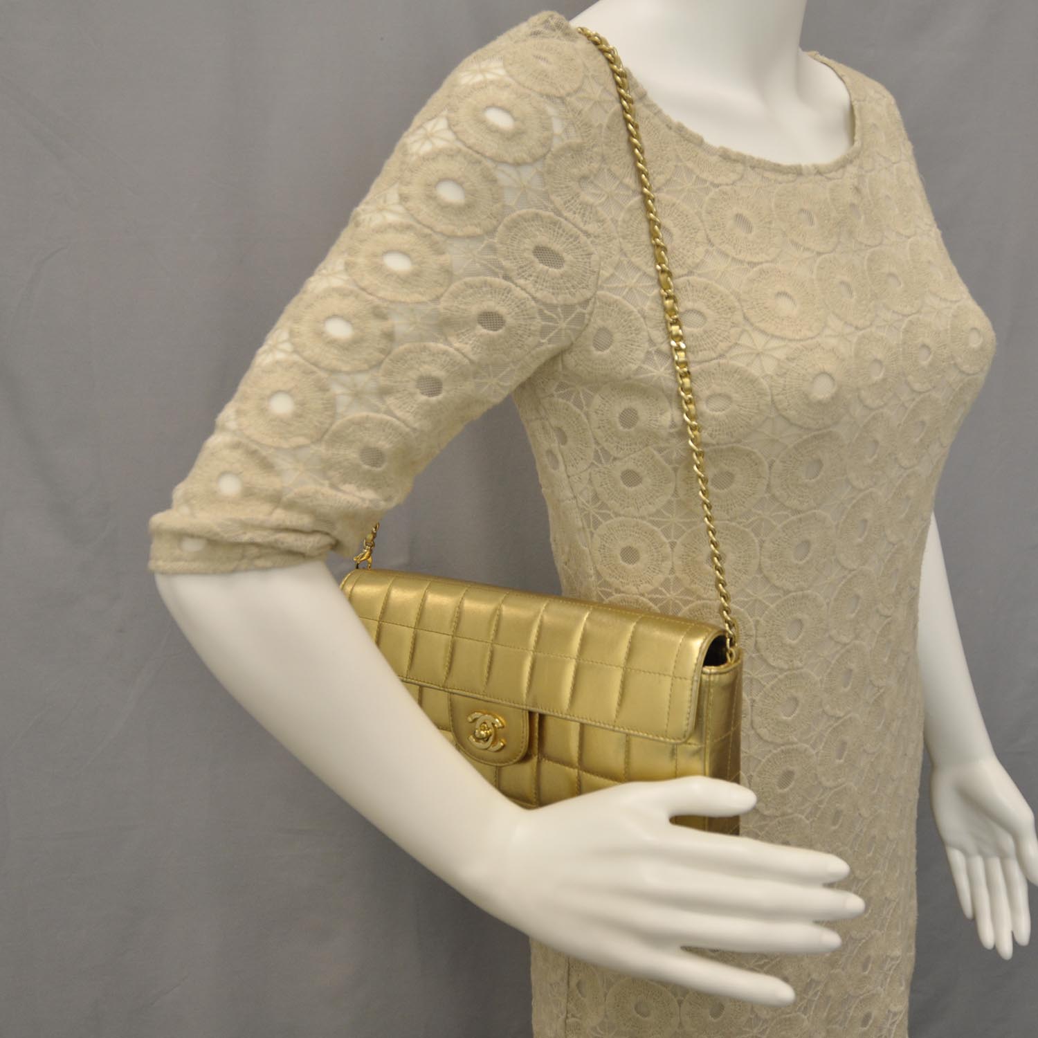 Chanel Lambskin East West Chocolate Bar Flap Gold 2 of 9