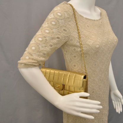 Chanel Lambskin East West Chocolate Bar Flap Gold 2 of 9
