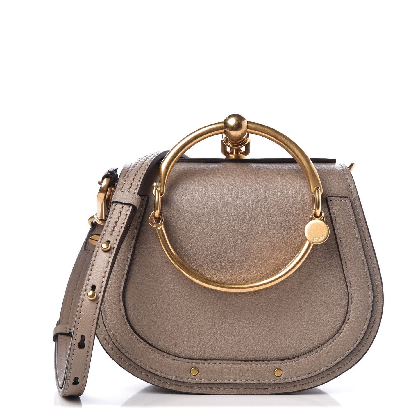 Calfskin Suede Small Nile Bracelet Bag Motty Grey