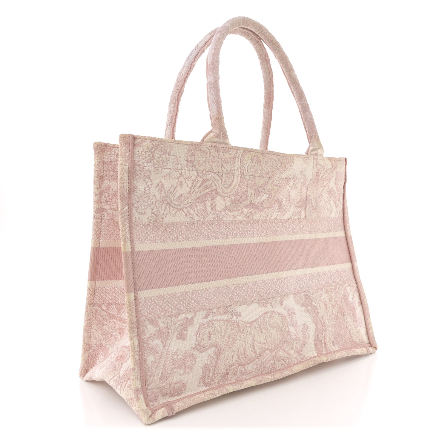 Christian Dior Canvas Toile De Jouy Embroidered Medium Book Tote Pink 2 of 11