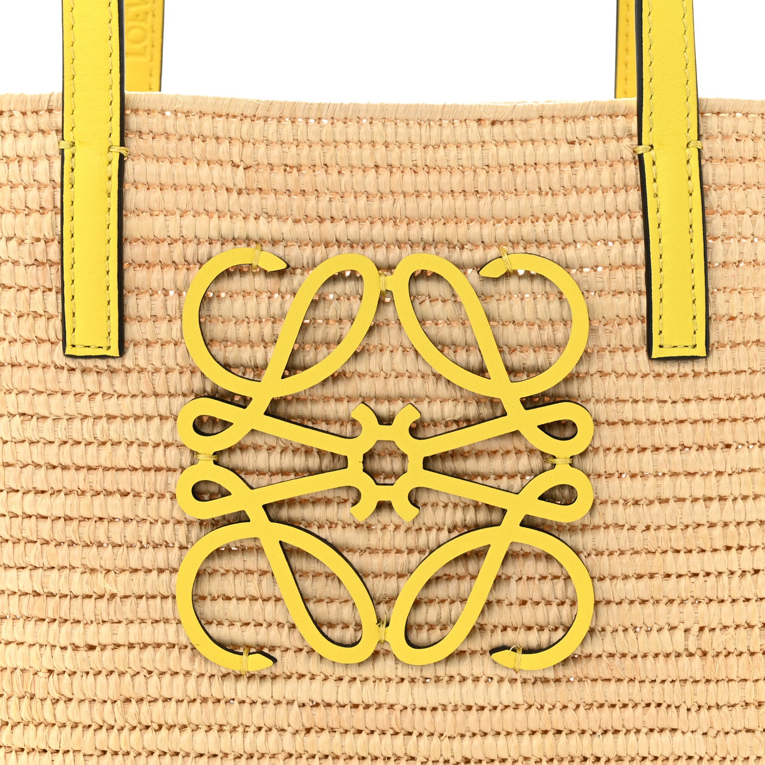 Loewe Raffia Square Mini Anagram Basket Tote Bag Natural Yellow 8 of 10