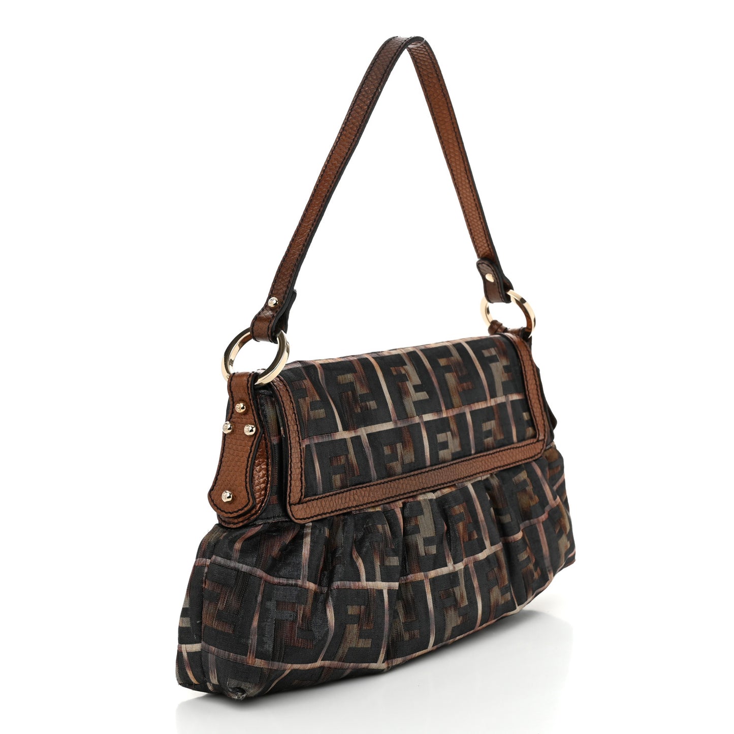 Zucca Vitello Lizard Embossed Small Chef Shoulder Bag Multicolor