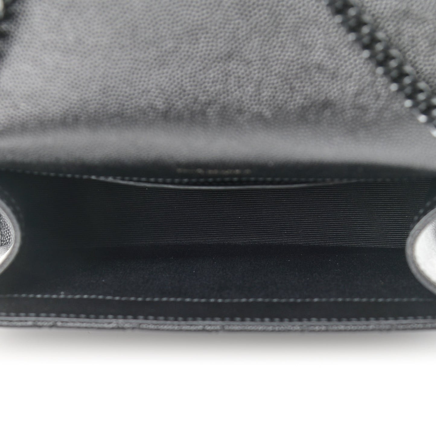 Grain De Poudre Textured Mixed Matelasse Triquilt Small Monogram Satchel Black