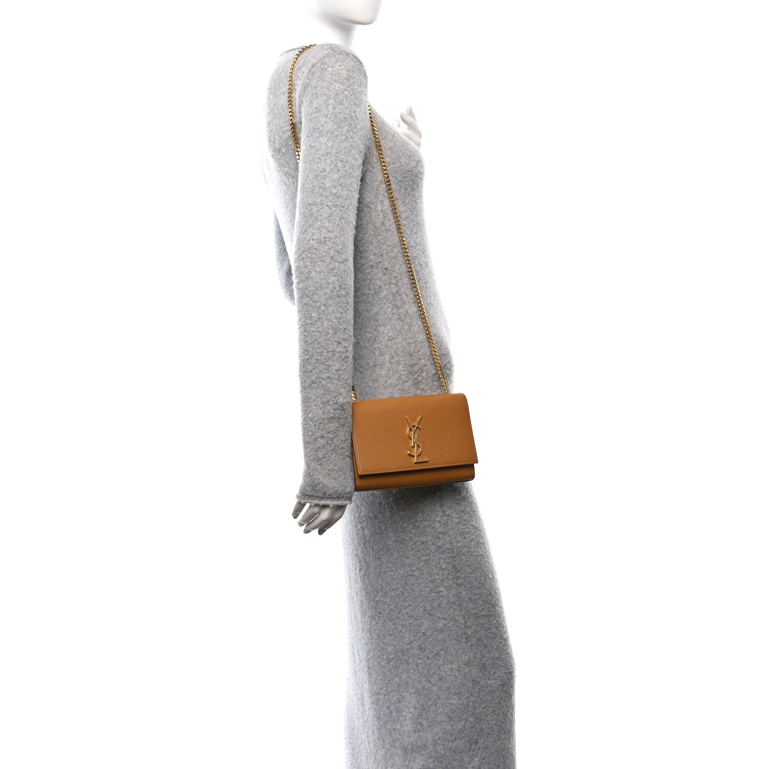 Saint Laurent Grain De Poudre Small Monogram Kate Satchel Dark Sun 2 of 11