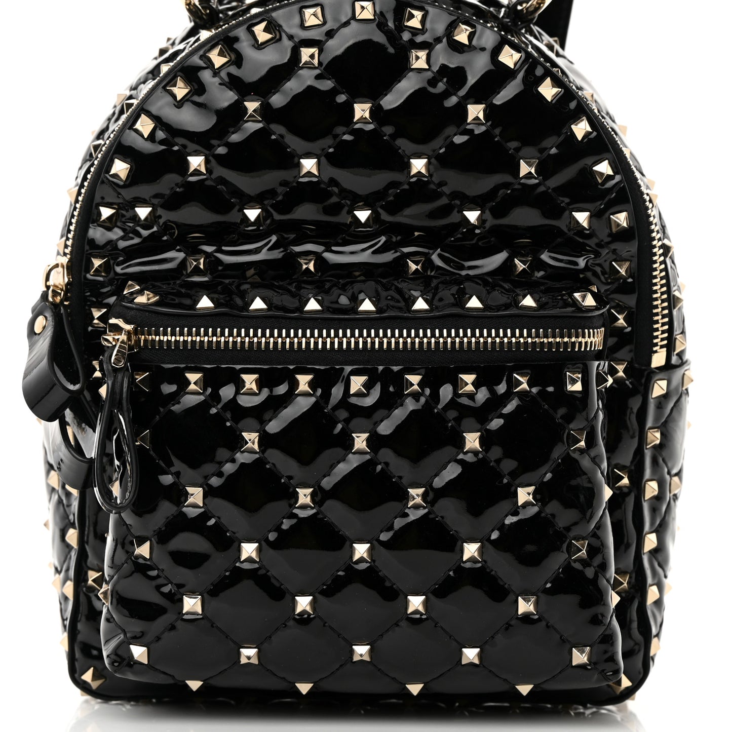 Patent Quilted Mini Rockstud Backpack Black