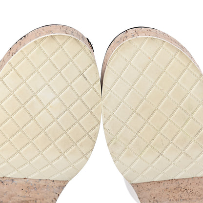 Chanel Calfskin Cork Cap Toe CC Clogs 38 White Black 9 of 12
