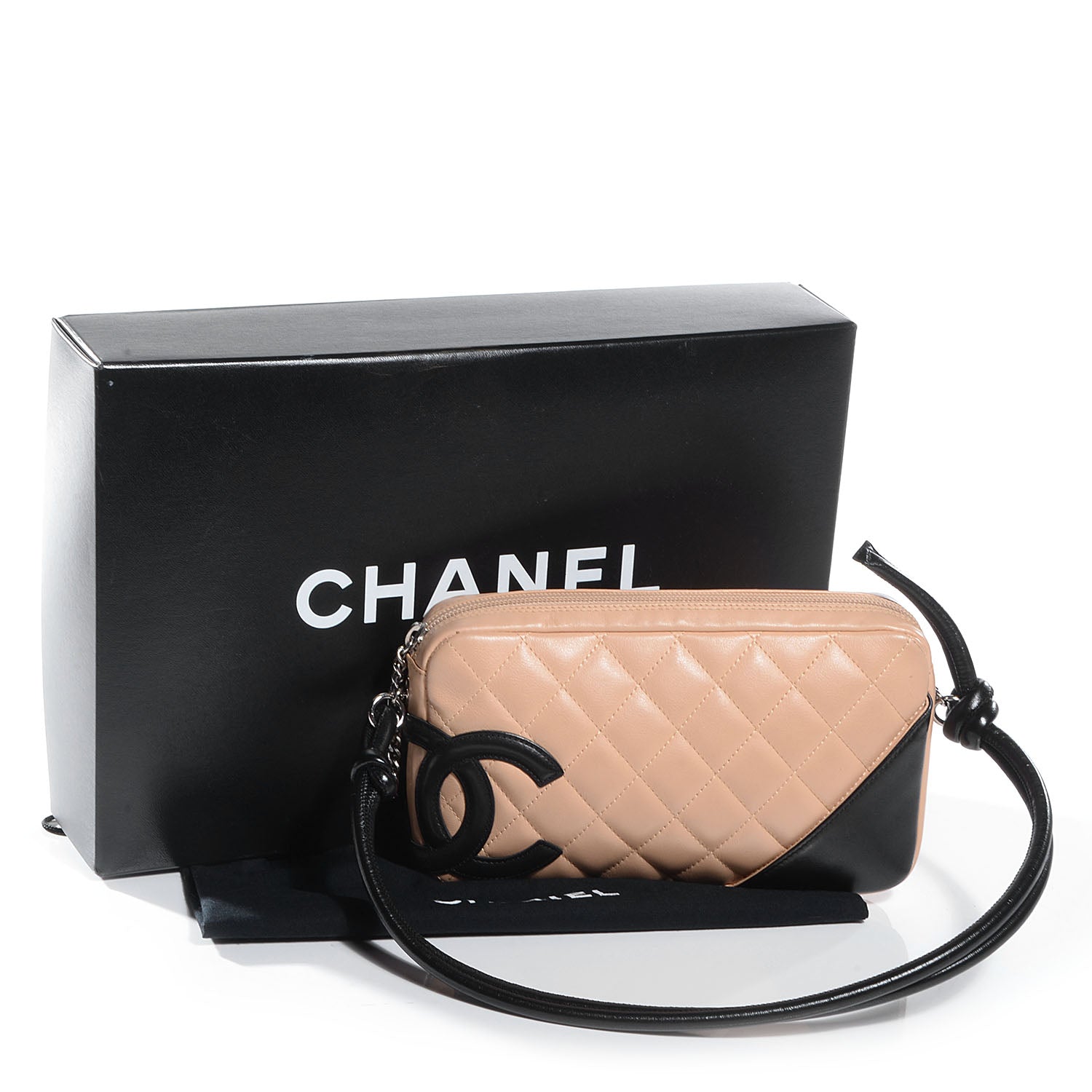 Chanel Calfskin Quilted Cambon Pochette Beige Black 5 of 8