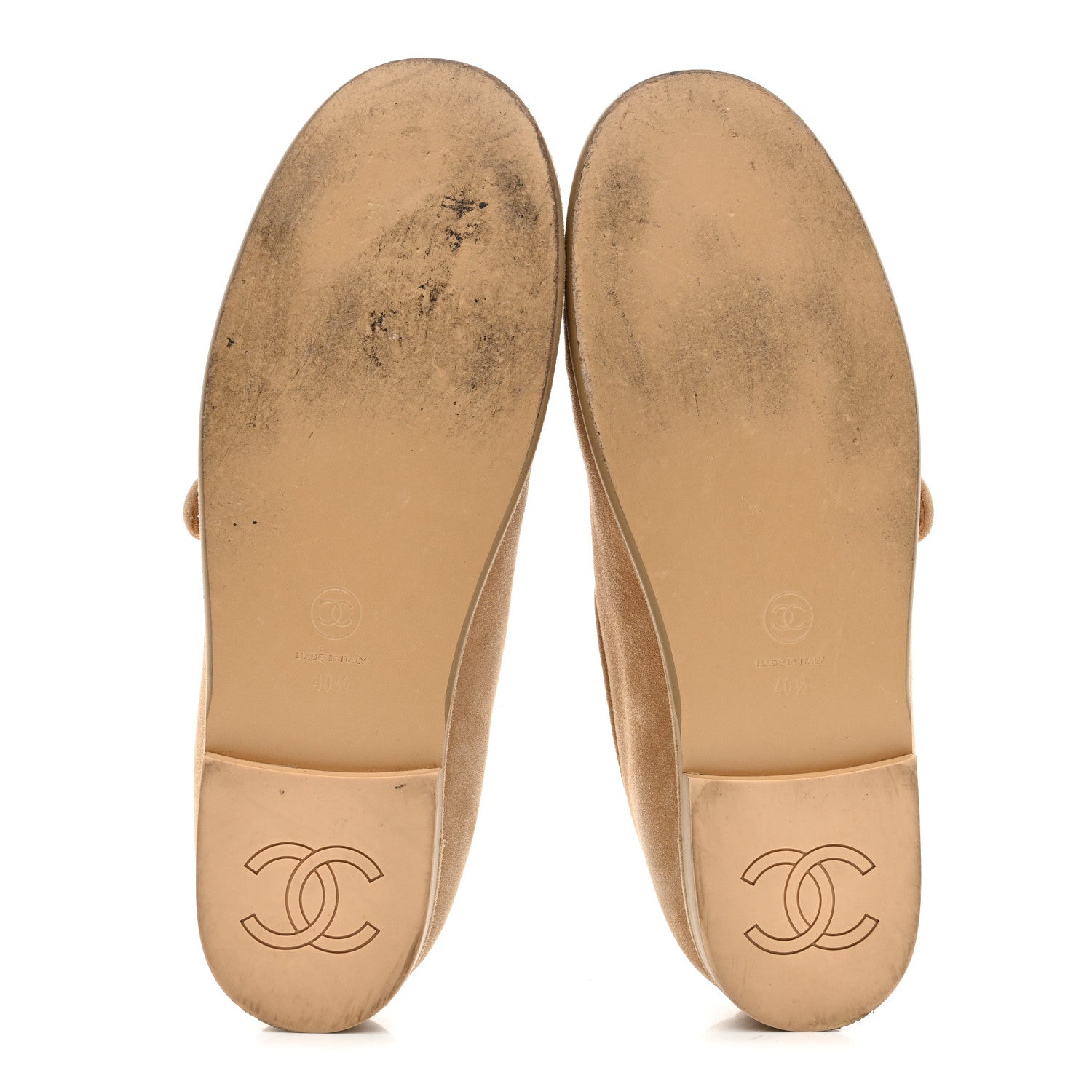 Chanel Suede Cap Toe CC Mary Jane Flats 40.5 Beige 6 of 9