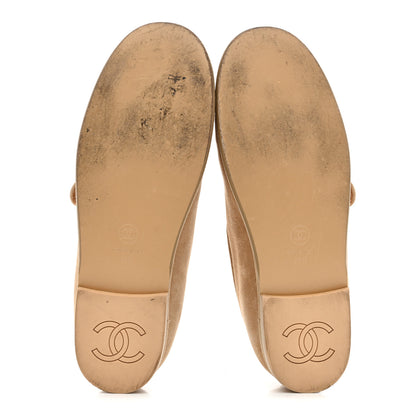 Chanel Suede Cap Toe CC Mary Jane Flats 40.5 Beige 6 of 9