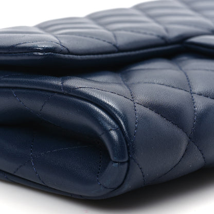 Chanel Lambskin Quilted Clutch With Chain Flap Navy 6 of 7