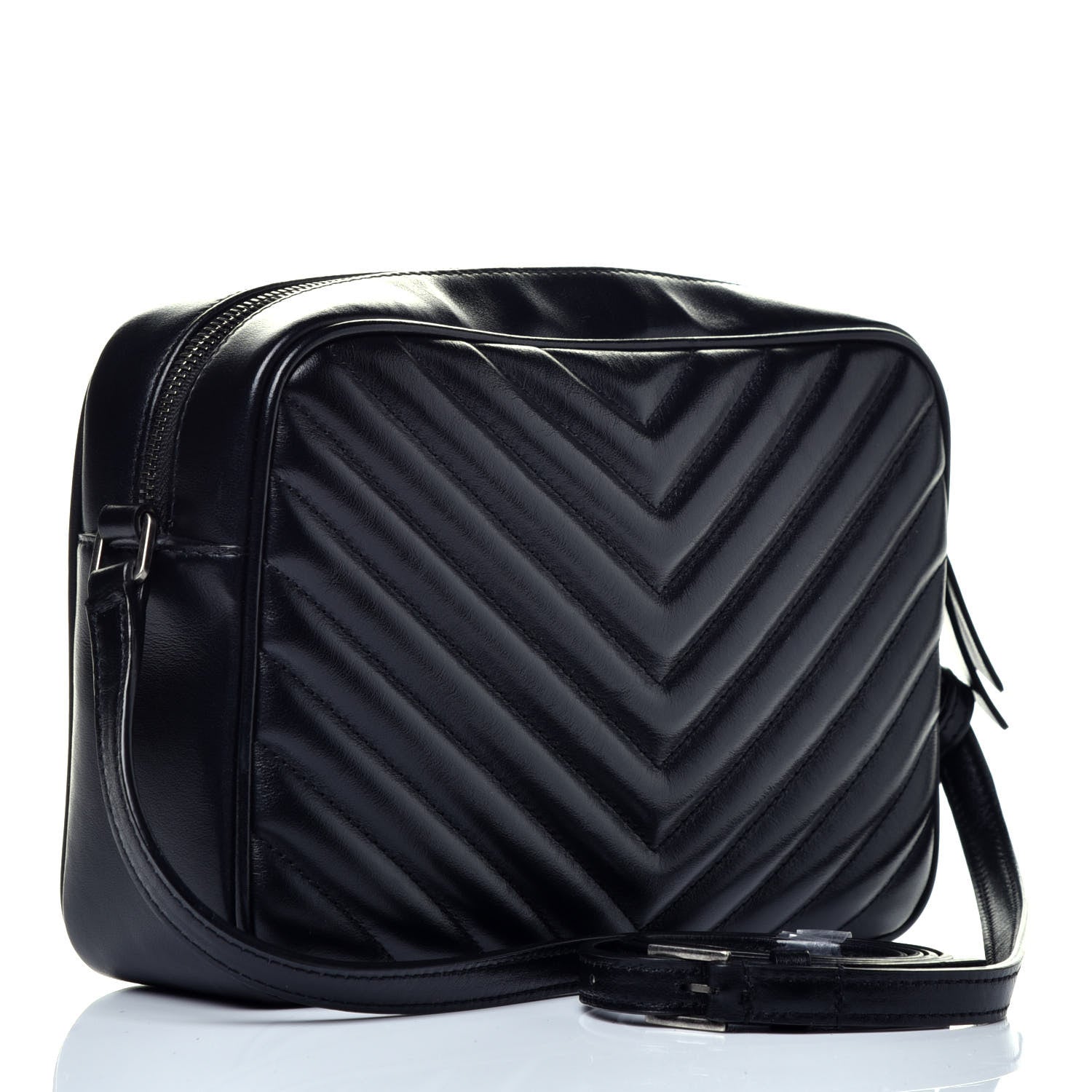 Saint Laurent Calfskin Matelasse Monogram Lou Camera Bag Black 3 of 9