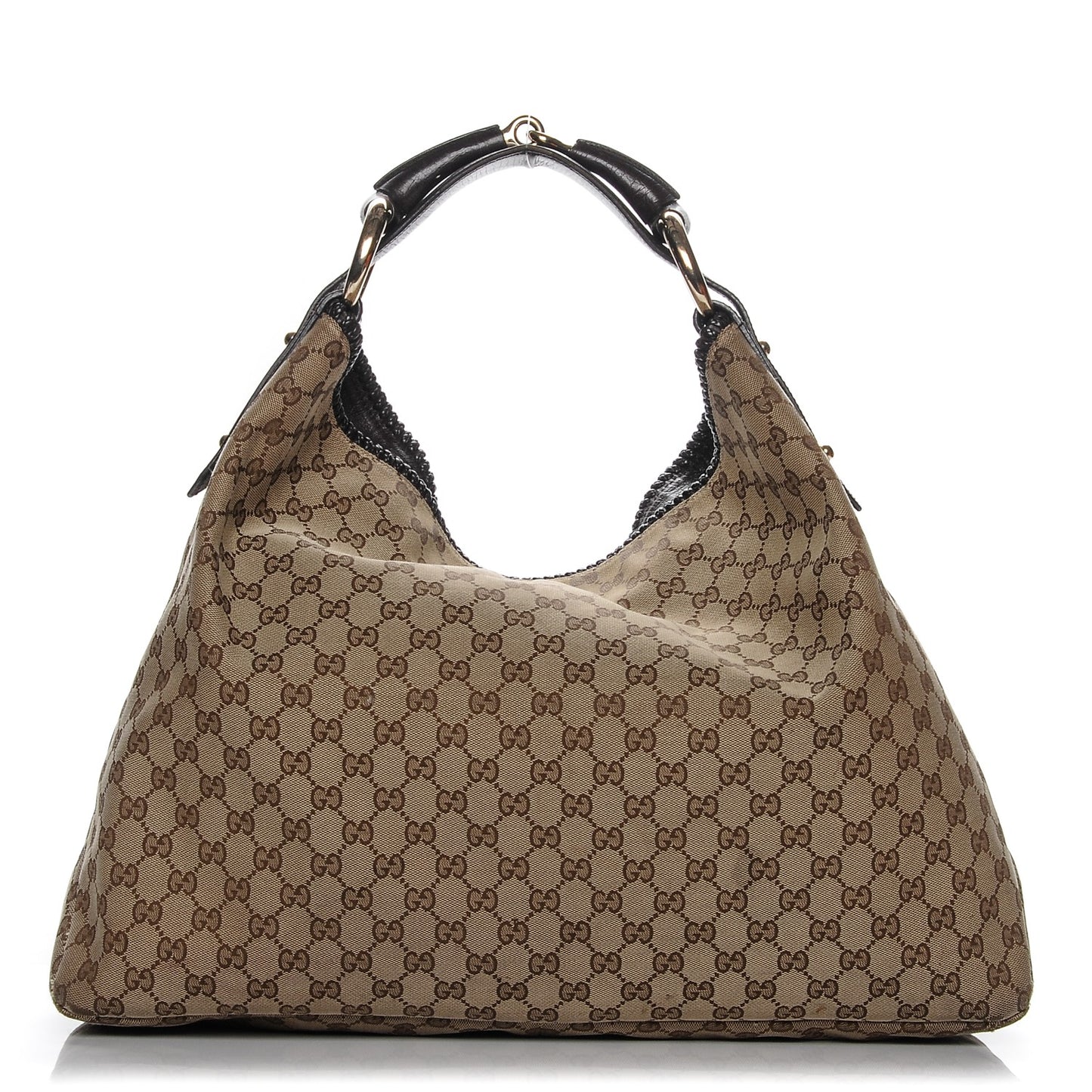 Monogram Large Horsebit Chain Hobo Dark Brown