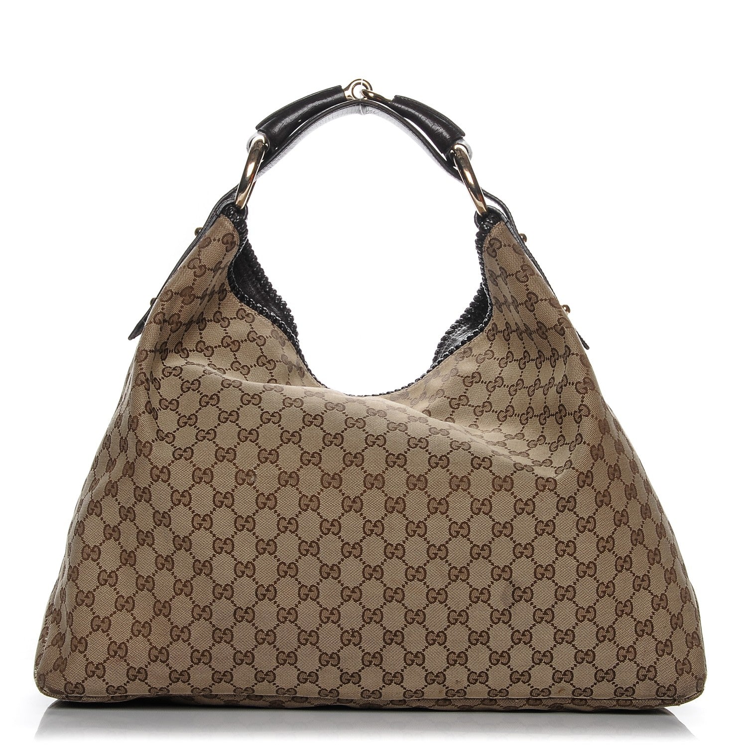 Gucci Monogram Large Horsebit Chain Hobo Dark Brown 1 of 12