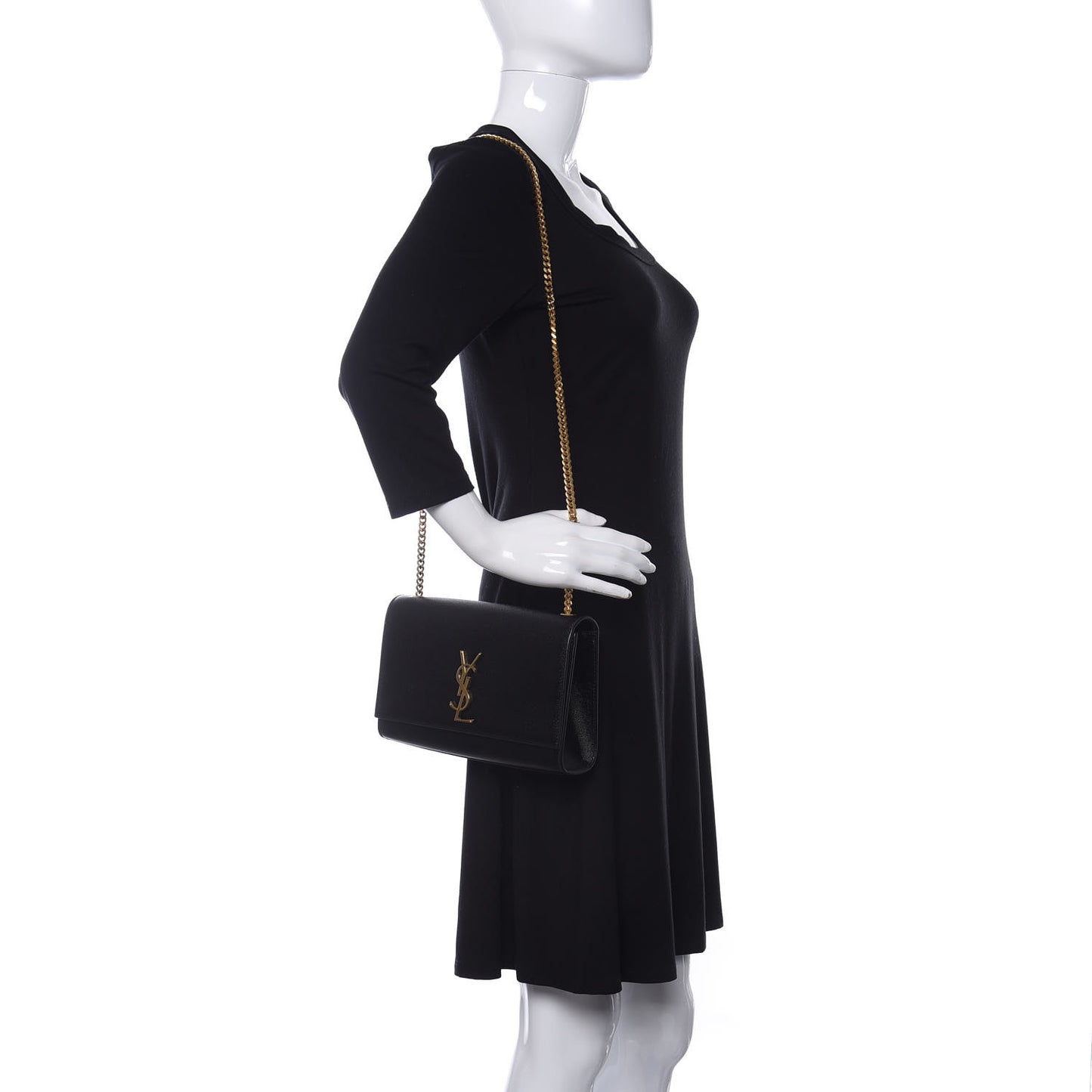 Grain De Poudre Medium Classic Monogram Kate Satchel Black