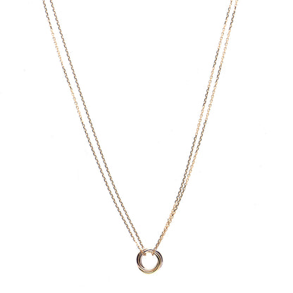 Cartier 18K Pink Yellow White Gold Trinity Double Chain Pendant Necklace 1 of 7