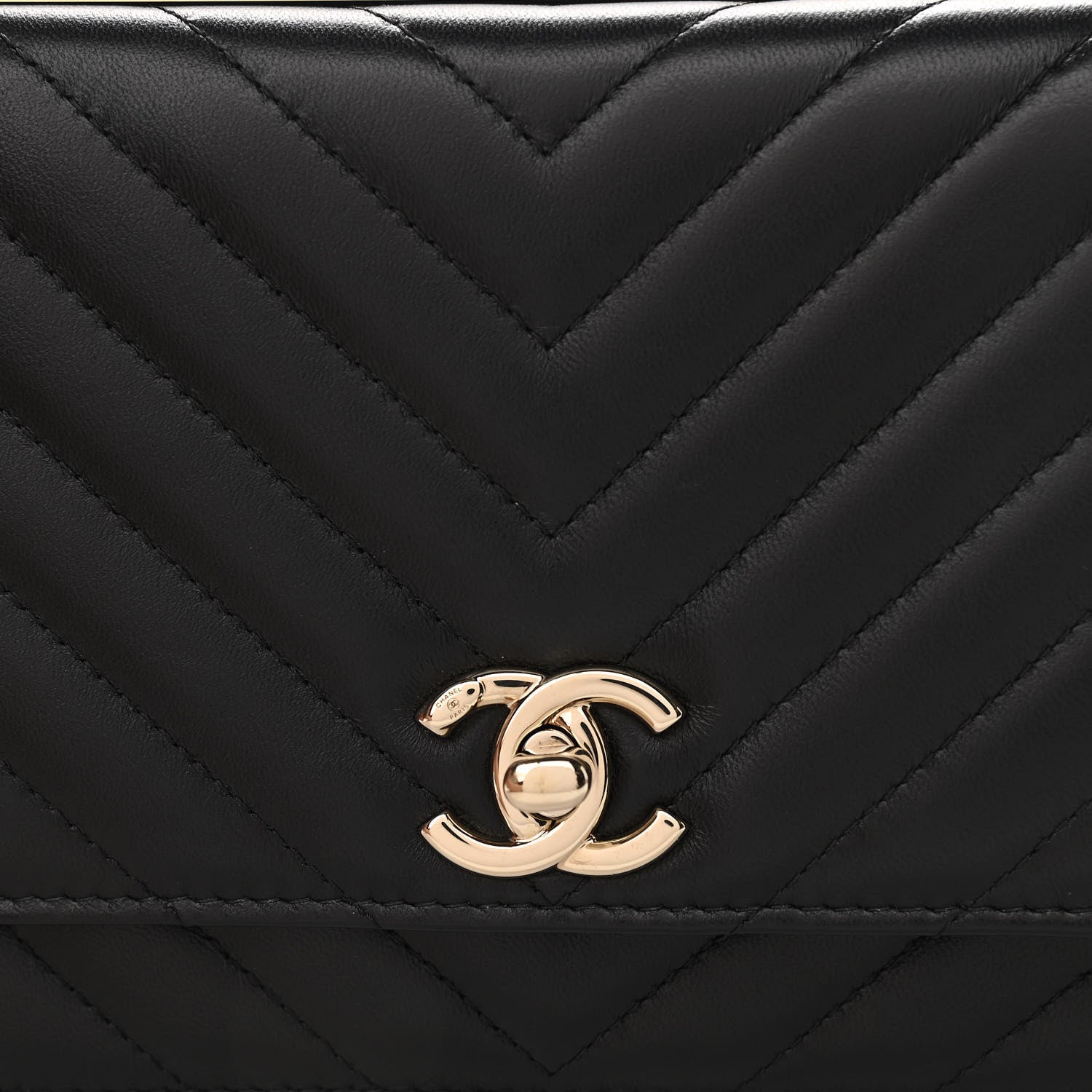 Chanel Lambskin Chevron Quilted Trendy CC Wallet On Chain WOC Black 9 of 12