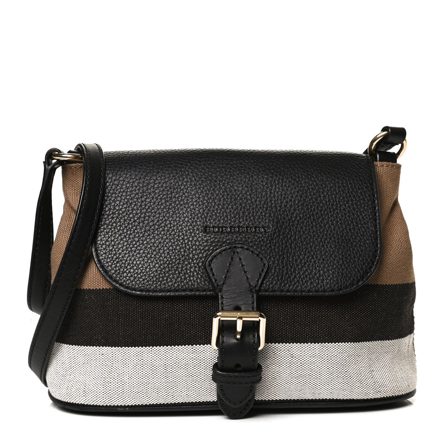 Mega Check Grainy Calfskin Small Gowan Messenger Bag Black