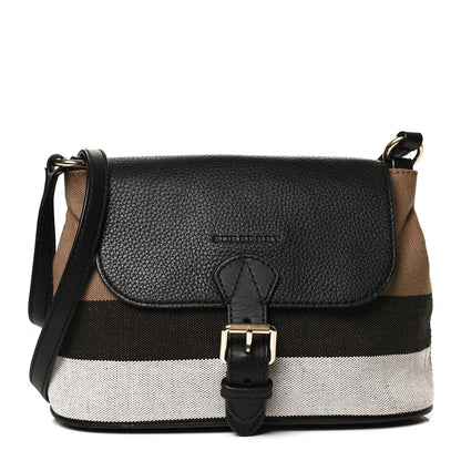 Burberry Mega Check Grainy Calfskin Small Gowan Messenger Bag Black 1 of 17
