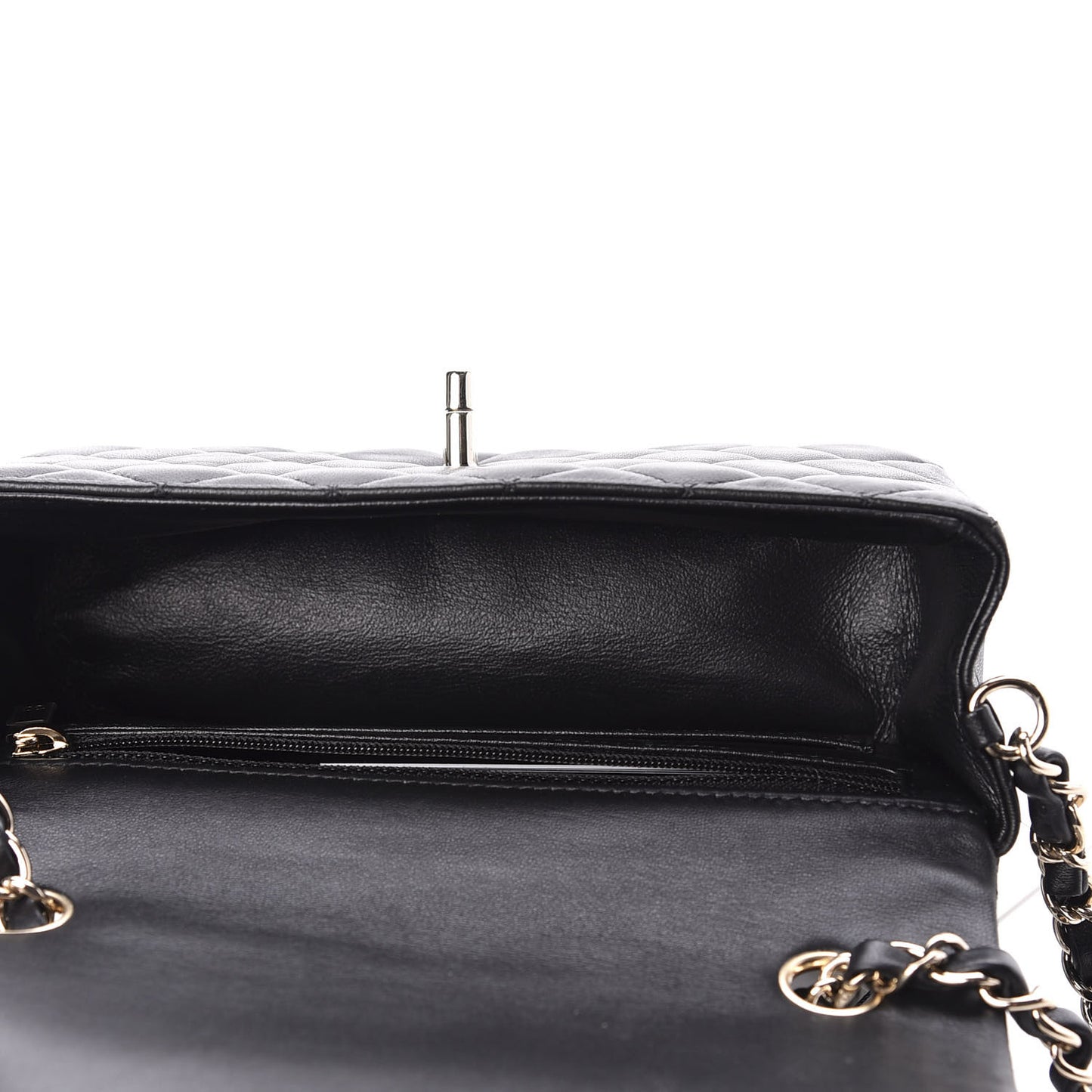 Lambskin Quilted Mini Rectangular Flap Black
