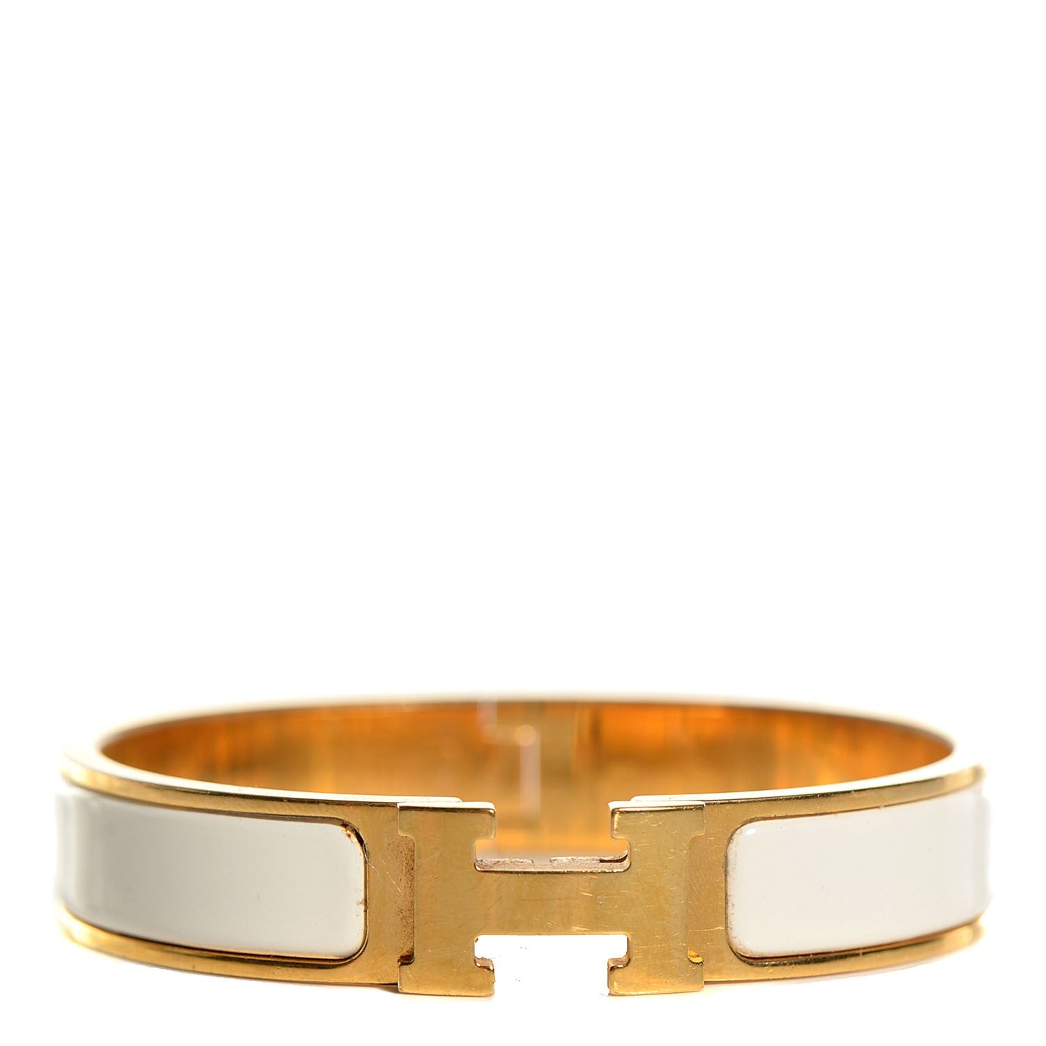 Hermes Enamel Narrow Clic H Bracelet PM Craie 1 of 5