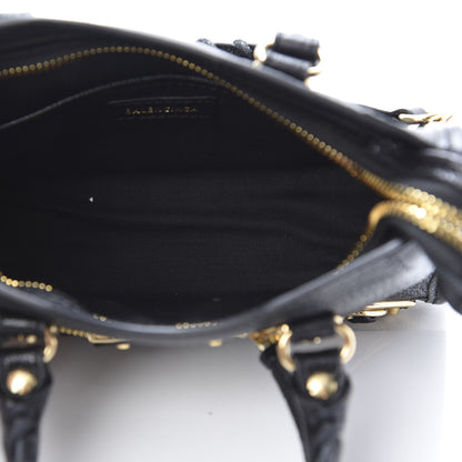 Balenciaga Chevre Gold Metallic Edge Hardware Nano City Black 5 of 10