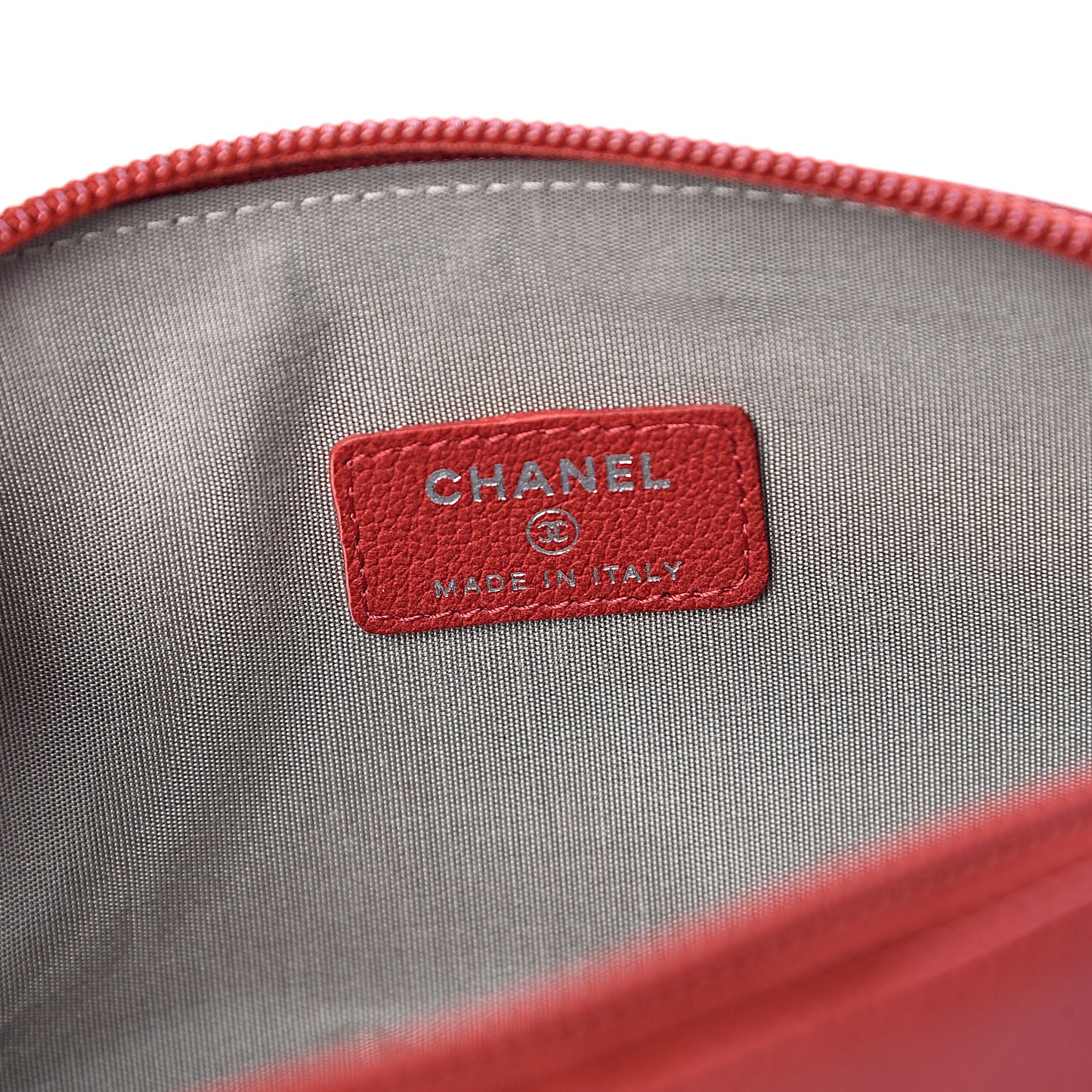 Goatskin Camellia Embossed Cosmetic Case Red