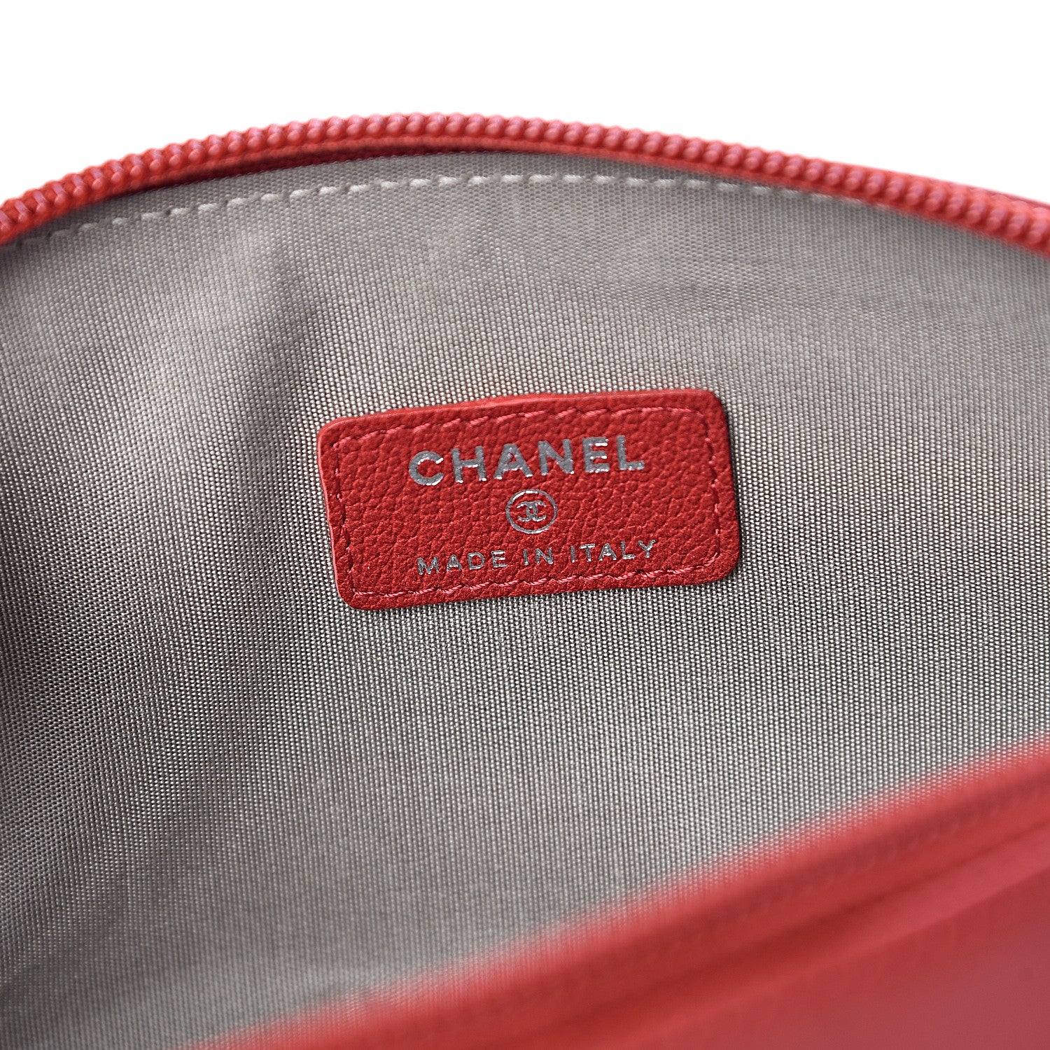Chanel Goatskin Camellia Embossed Cosmetic Case Red 6 of 8