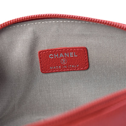Chanel Goatskin Camellia Embossed Cosmetic Case Red 6 of 8