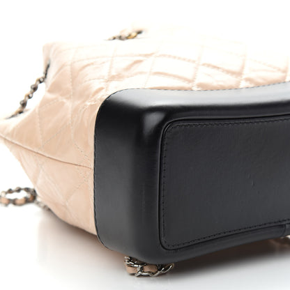 Chanel Aged Calfskin Quilted Small Gabrielle Backpack Beige Black 8 of 10