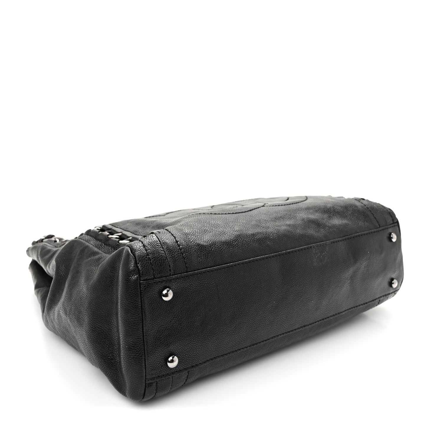 Glazed Caviar Modern Chain Tote Black