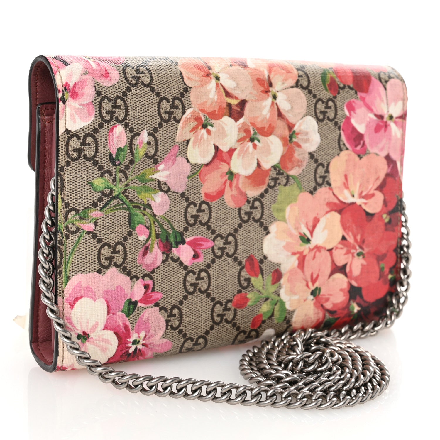 Gucci GG Supreme Monogram Blooms Mini Dionysus Chain Wallet Beige Multicolor Dry Rose 3 of 10