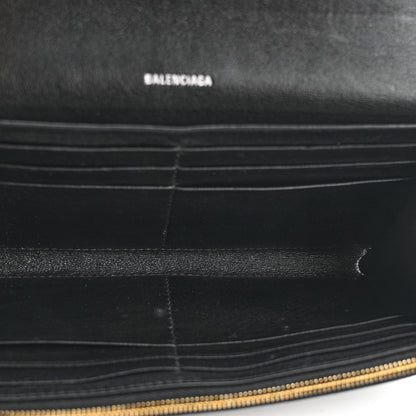 Balenciaga Grained Calfskin Logo Cash Thin Money Wallet Black White 5 of 10