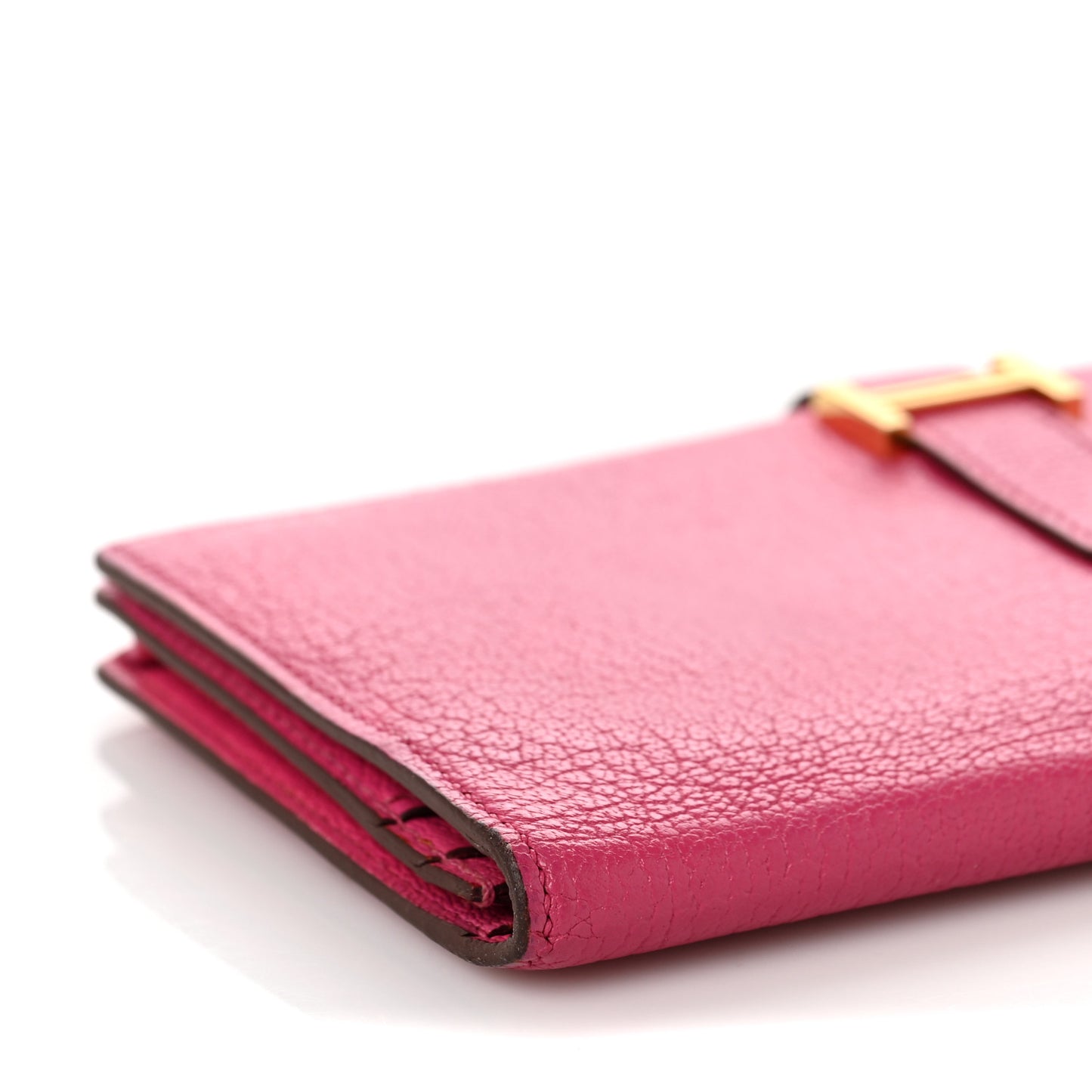 Chevre Mysore Bearn Gusset Wallet Rose Shocking