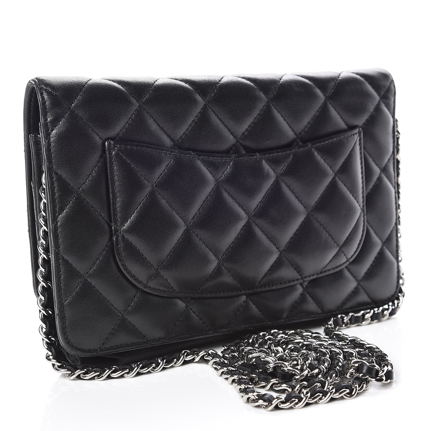 Lambskin Quilted Wallet On Chain WOC Black