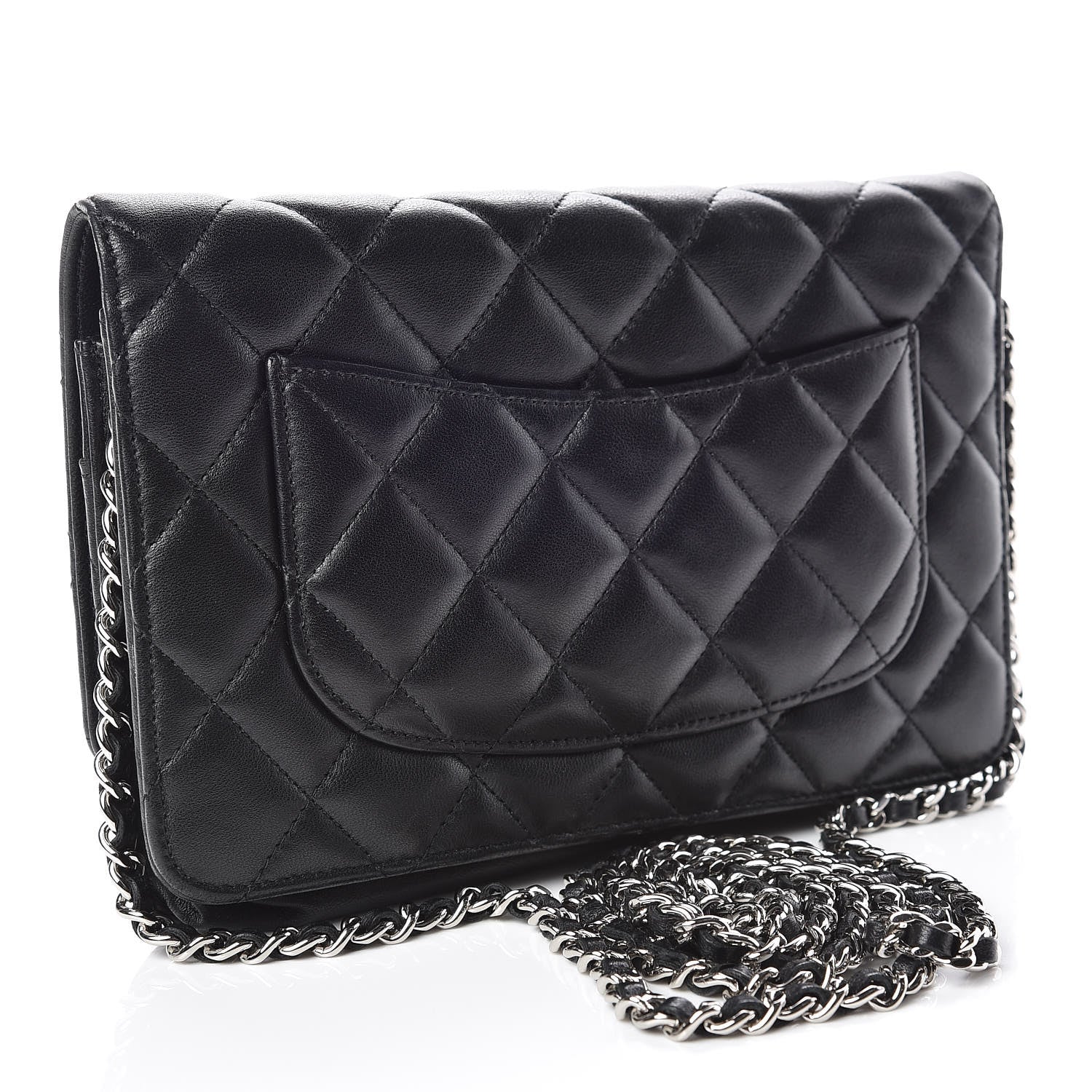Chanel Lambskin Quilted Wallet On Chain WOC Black 3 of 18