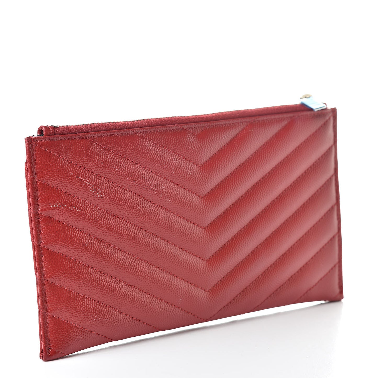 Grain De Poudre Matelasse Chevron Monogram Bill Pouch Red