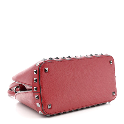 Valentino Garavani Grainy Calfskin Small Rockstud Double Top Handle Bag Rosso Valentino 4 of 16