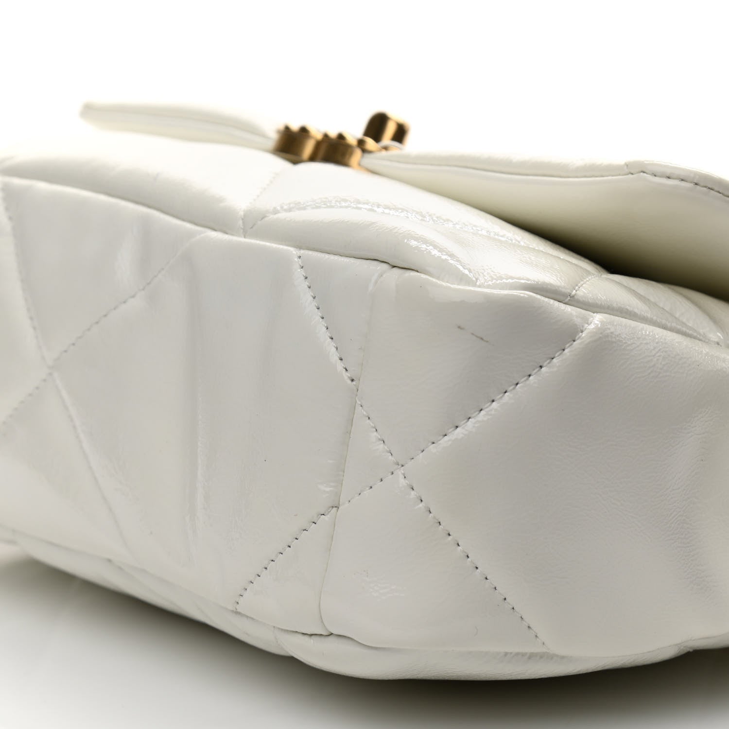 Chanel Shiny Crumpled Calfskin Quilted Medium Chanel 19 Flap White 9 of 16