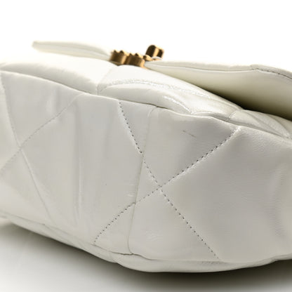 Chanel Shiny Crumpled Calfskin Quilted Medium Chanel 19 Flap White 9 of 16